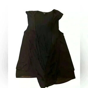 Simply Vera Wang Black Double Layered Sleeveless Cardigan Size Medium